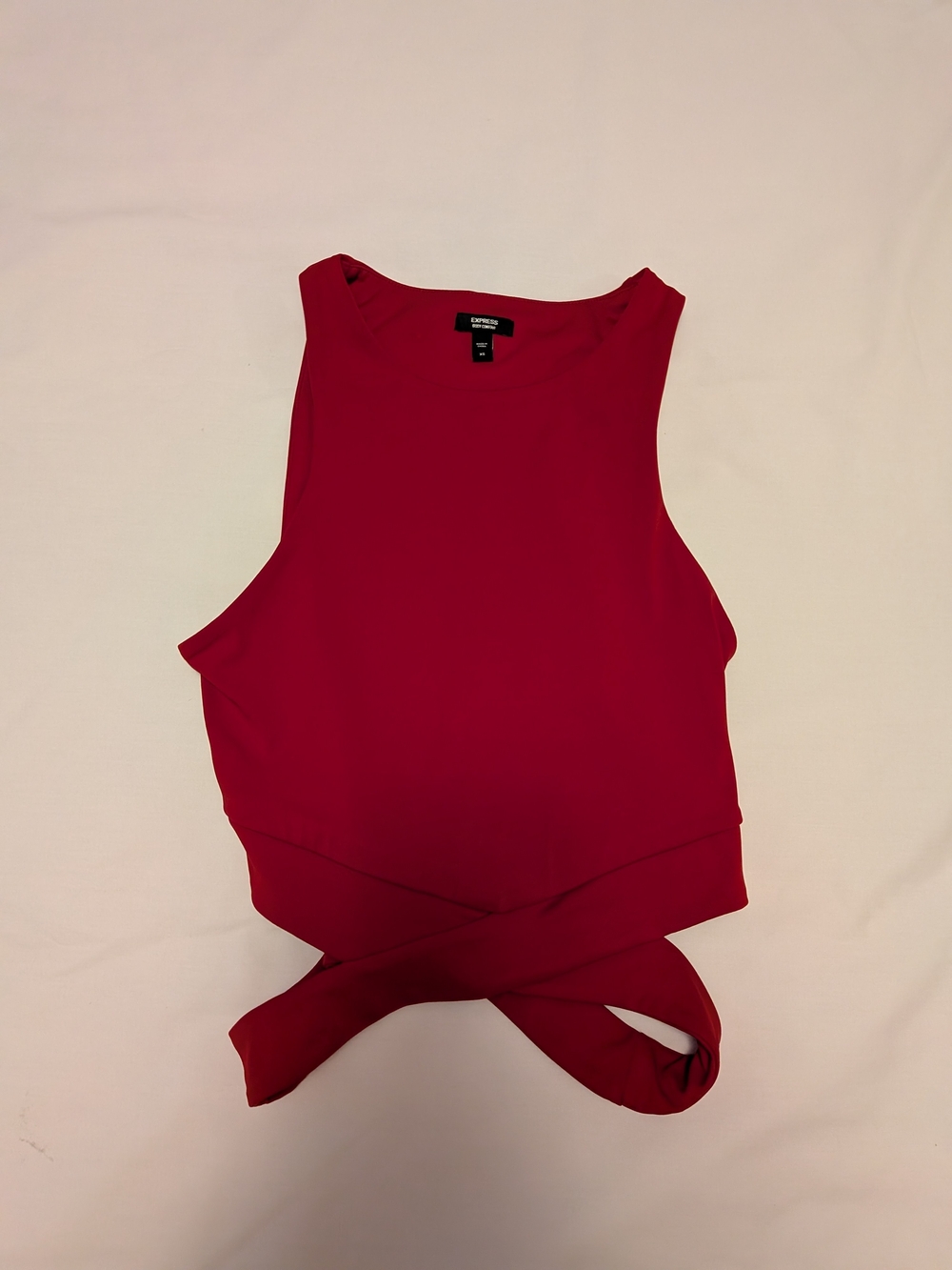 Express Crimson Wrap-Front Crop Tank